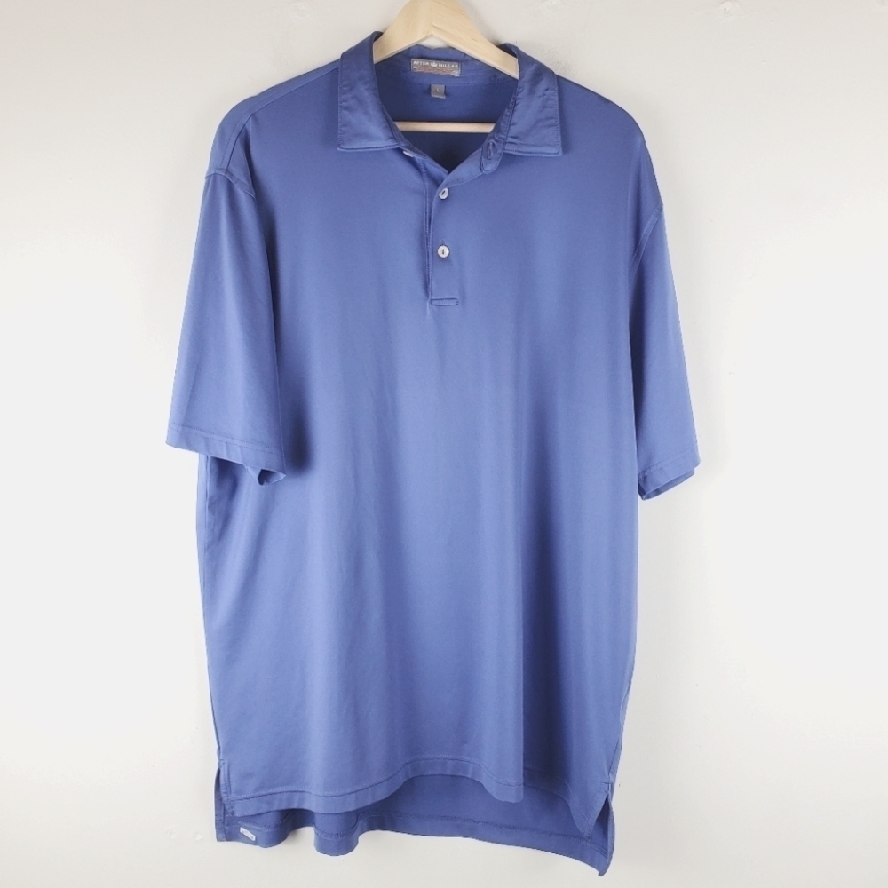 Peter Millar Summer Comfort Polo Shirt Mens Large Periwinkle Blue Golf Casual